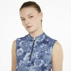 PUMA Golf Puma Womens Cloudspun Iris Sleeveless Polo -Apparel Sales Store 535511 01 mod04 99498.1673904265