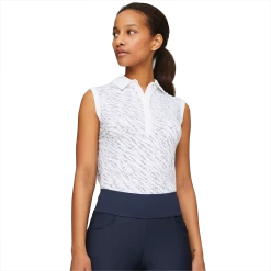 PUMA Golf Puma Womens Cloudspun Whitewater Sleeveless Polo -Apparel Sales Store 537490 01 mod01 16290.1679082362