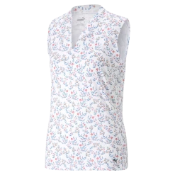 PUMA Golf Puma Womens MATTR Micro Floral Sleeveless Polo