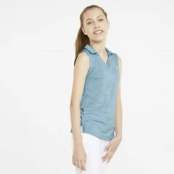 PUMA Golf Puma Girls Sleeveless Heather Polo -Apparel Sales Store 579314 22 mod01 41925.1665507444