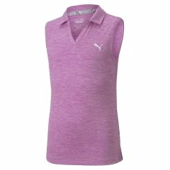 PUMA Golf Puma Girls Sleeveless Heather Polo -Apparel Sales Store 579314 23 07250.1665507444