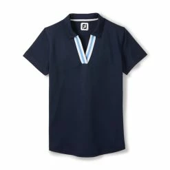 FootJoy Golf FootJoy Womens SS Stripe Ribbon Trim Shirt
