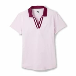 FootJoy Golf FootJoy Womens SS Stripe Ribbon Trim Shirt -Apparel Sales Store FootJoy Womens SS Stripe Ribbon Trim Shirt Pink a 65122.1676055268