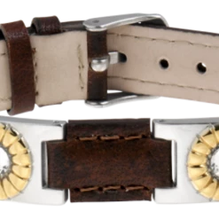 Sabona Brown Leather Gem Duet Magnetic Bracelet