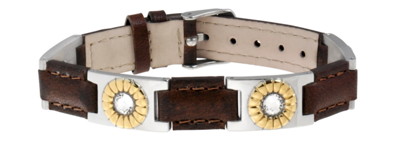 Sabona Brown Leather Gem Duet Magnetic Bracelet 1 Sabona Brown Leather Gem Duet Magnetic Bracelet